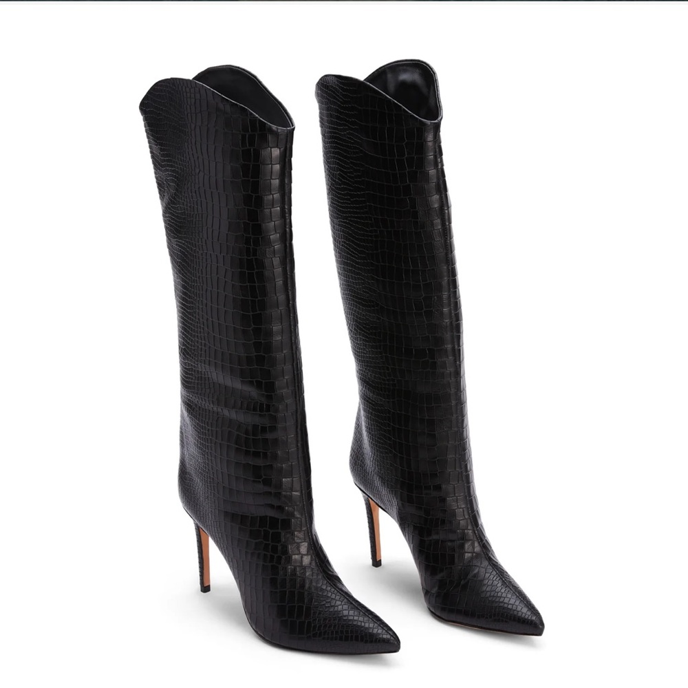 SCHUTZ Maryana Boot in Crocodile-Embossed Leather